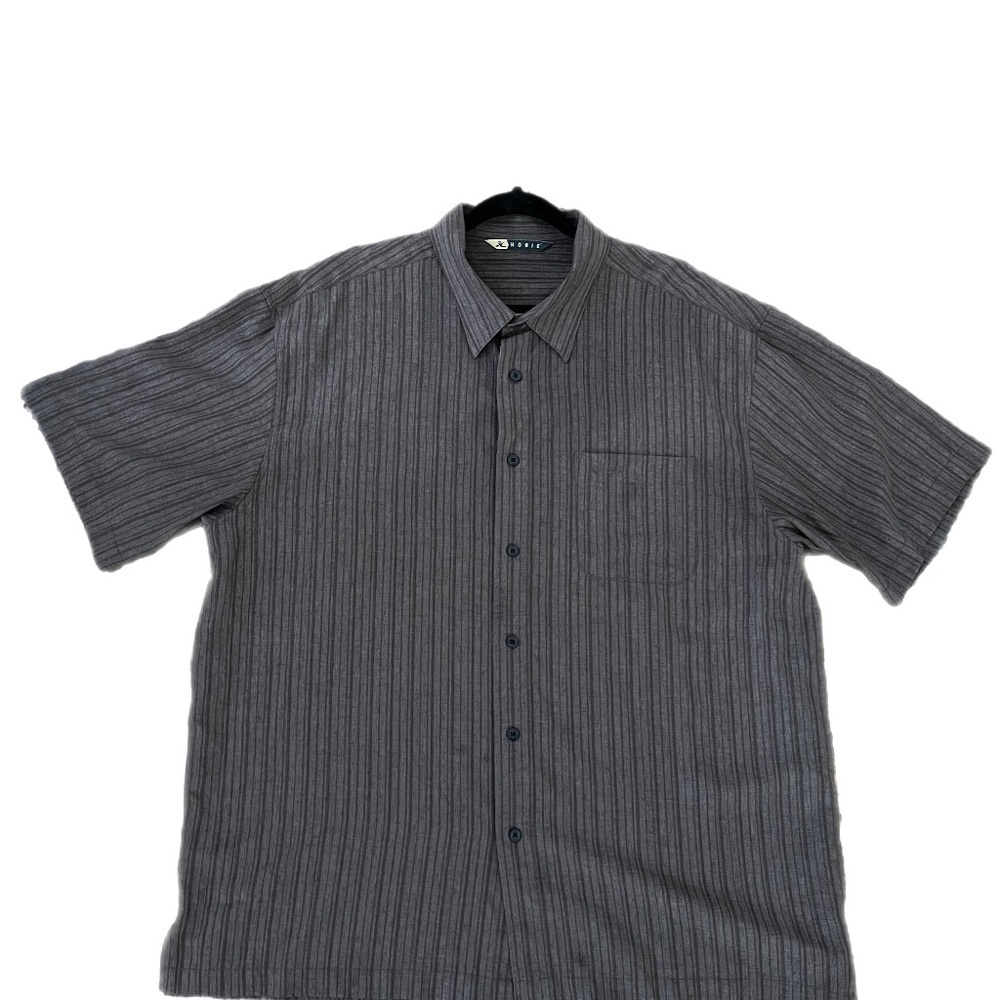 HOBIE Short Sleeve Stripped Collared Button up Beach Comfort wear Shirt